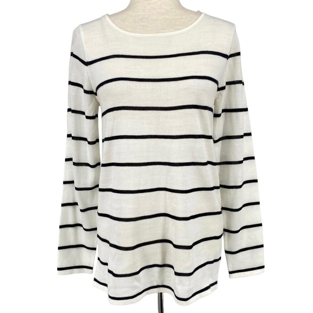 ANDREE BY UNIT Striped Bow Tie Back Lightweight Knit Sweater Size Small